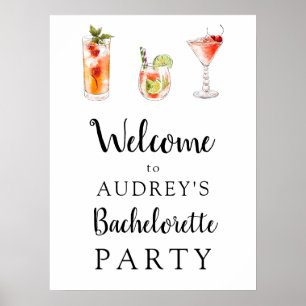 Poster Panneau de bienvenue aux boissons de cocktail pour