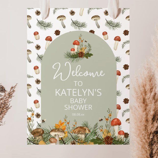 Poster Panneau de bienvenue aux champignons et fleurs sau (Créateur téléchargé)