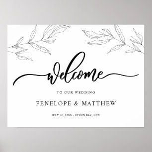 Poster Panneau de bienvenue avec feuillage en ligne artis