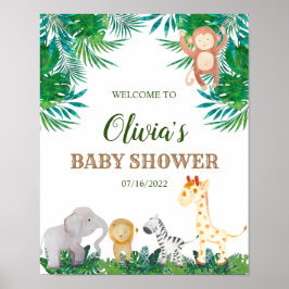 Poster Panneau de bienvenue Baby Shower Animaux de Safari