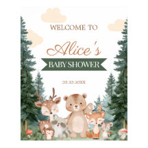 Panneau de bienvenue Baby Shower Bohème Forestier