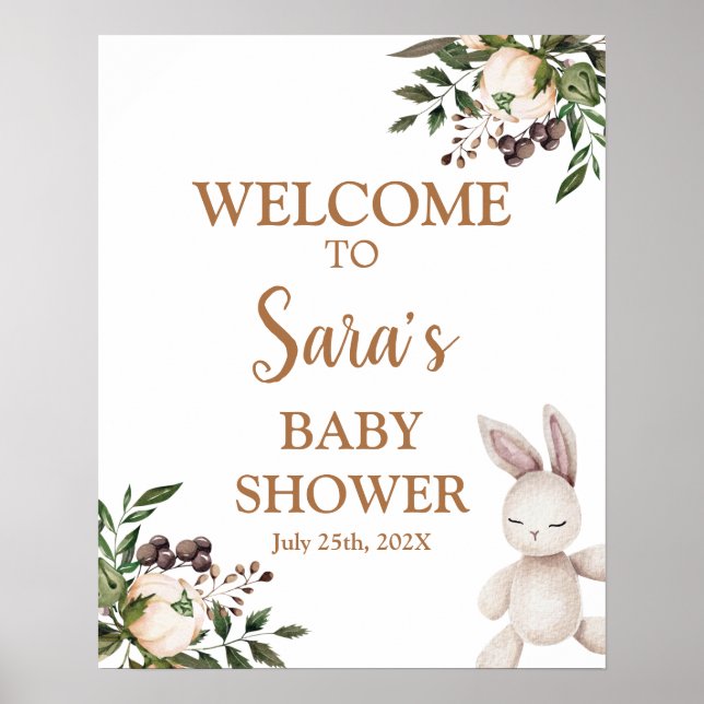 Poster Panneau de bienvenue Baby Shower Boho Nursery (Devant)