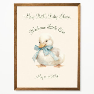 Poster Panneau de bienvenue Baby Shower Caneton avec Ruba