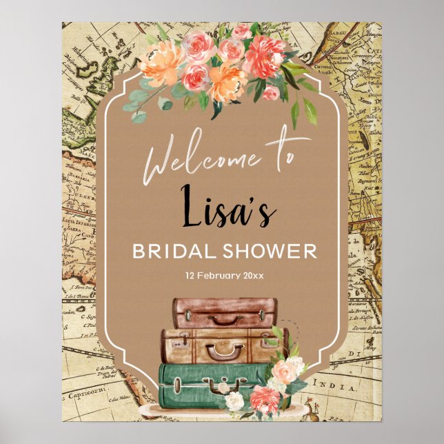 Poster Panneau de bienvenue Baby Shower carte d'aventure (Devant)