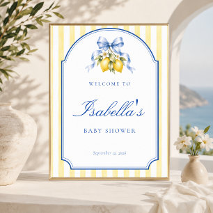 Poster Panneau de bienvenue Baby Shower Citron Chic Jaune