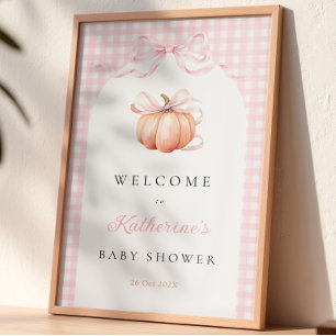 Poster Panneau de bienvenue Baby Shower Citrouille Gingha