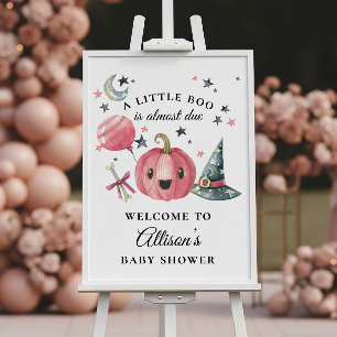 Poster Panneau de bienvenue Baby Shower Citrouille Rose