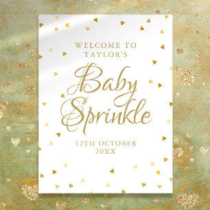 Poster Panneau de bienvenue Baby Shower coeurs dorés