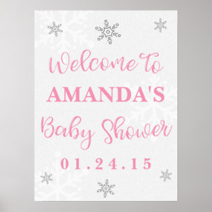 Poster Panneau de bienvenue Baby Shower Flocon de neige r