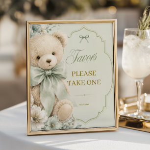 Poster Panneau de bienvenue Baby Shower Ours en peluche V