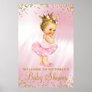 Poster Panneau de bienvenue Baby Shower Princesse Tutu Bl