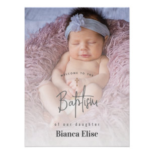 Poster Panneau de bienvenue baptême photo bébé Budget A