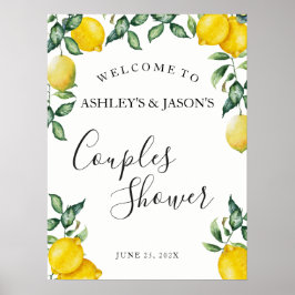 Poster Panneau de bienvenue Citrons Couples Douche