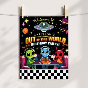 Poster Panneau de bienvenue d'alien spatial hors de ce mo