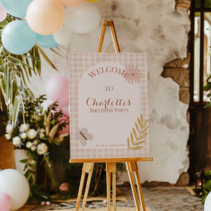 Poster Panneau de bienvenue d'anniversaire à fleurs sauva