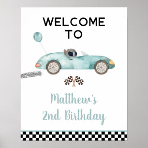 Poster Panneau de bienvenue d'anniversaire de voiture de 