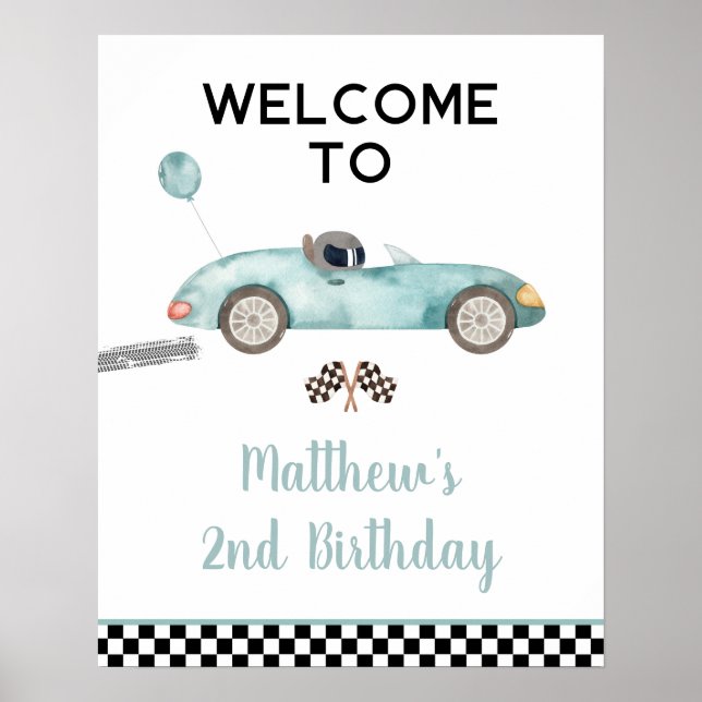 Poster Panneau de bienvenue d'anniversaire de voiture de  (Devant)