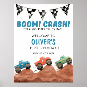 Poster Panneau de bienvenue d'anniversaire de voitures co