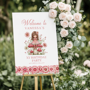 Poster Panneau de bienvenue d'anniversaire Fleur de fille