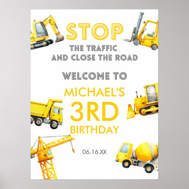 Poster Panneau de bienvenue d'anniversaire pour camions d (Devant)