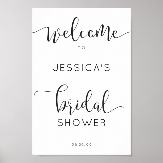 Poster Panneau de bienvenue de Baby Shower Rustic Script (Devant)