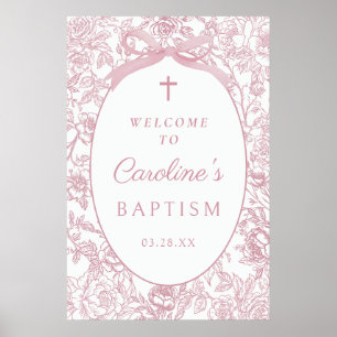 Poster Panneau de bienvenue de baptême en chinoiserie flo