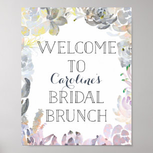 Poster Panneau de bienvenue de brunch de mariage succulen