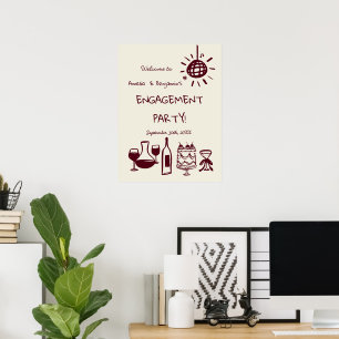 Poster Panneau de bienvenue de fête de fiançailles dessin