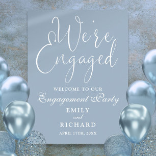 Poster Panneau de bienvenue de fiançailles Dusty Blue We'