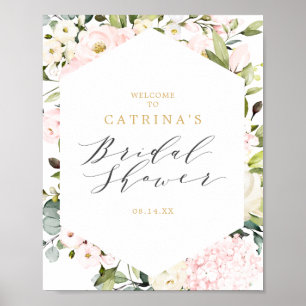 Poster Panneau de bienvenue de la douche de mariée floral