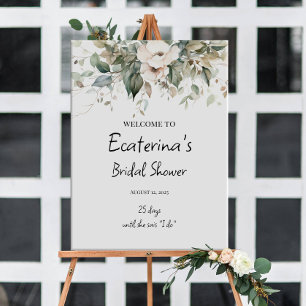 Poster Panneau de bienvenue de la douche nuptiale verte