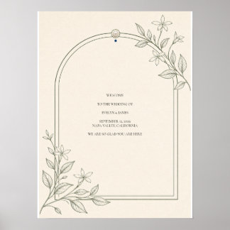 Poster Panneau de bienvenue de mariage à arche botanique