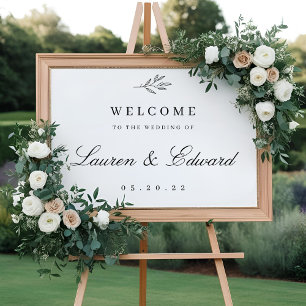 Poster Panneau de bienvenue de mariage à feuillage élégan