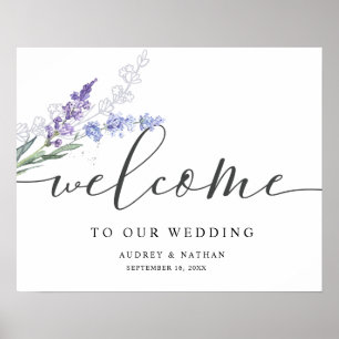 Poster Panneau de bienvenue de mariage à l'aquarelle lava
