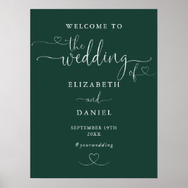 Poster Panneau de bienvenue de mariage à l'écriture de co