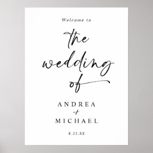 Poster Panneau de bienvenue de mariage à l'écriture manus
