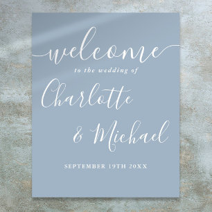 Poster Panneau de bienvenue de mariage à l'écriture manus
