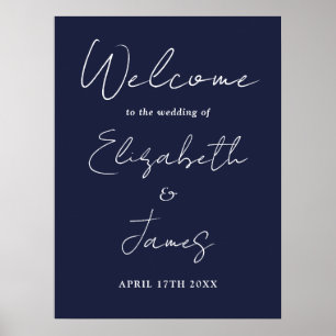 Poster Panneau de bienvenue de mariage à l'écriture minim