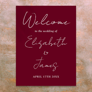 Poster Panneau de bienvenue de mariage à l'écriture minim