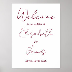 Poster Panneau de bienvenue de mariage à l'écriture minim