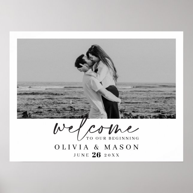 Poster Panneau de bienvenue de mariage à l'écriture moder (Devant)