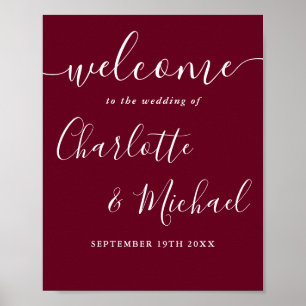 Poster Panneau de bienvenue de mariage à l'écriture signa