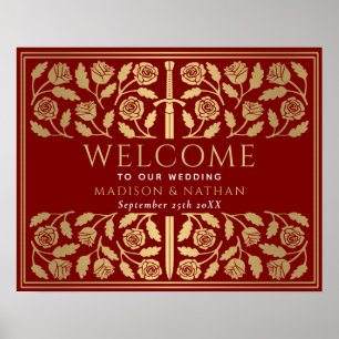 Poster Panneau de bienvenue de mariage à l'épée Royale Éc