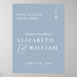 Poster Panneau de bienvenue de mariage à monogramme moder
