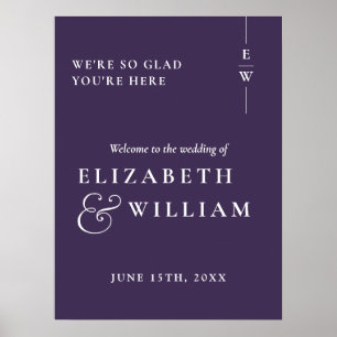 Poster Panneau de bienvenue de mariage à monogramme moder