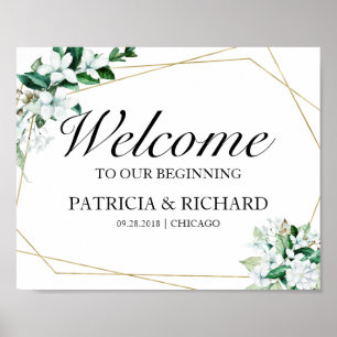 Poster Panneau de bienvenue de mariage à motifs floraux g