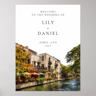 Poster Panneau de bienvenue de mariage à San Antonio