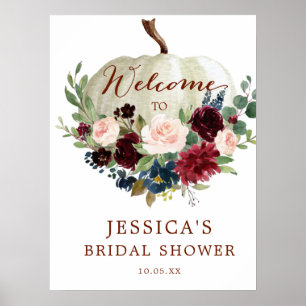 Poster Panneau de bienvenue de mariage automnal avec citr