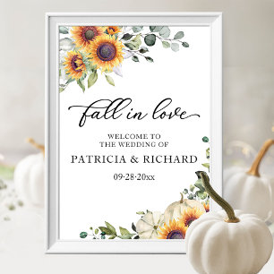 Poster Panneau de bienvenue de mariage aux tournesols et