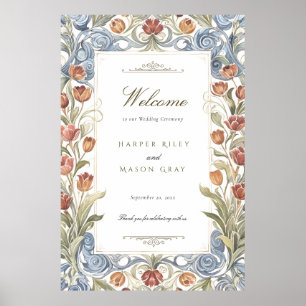 Poster Panneau de bienvenue de mariage aux tulipes romant